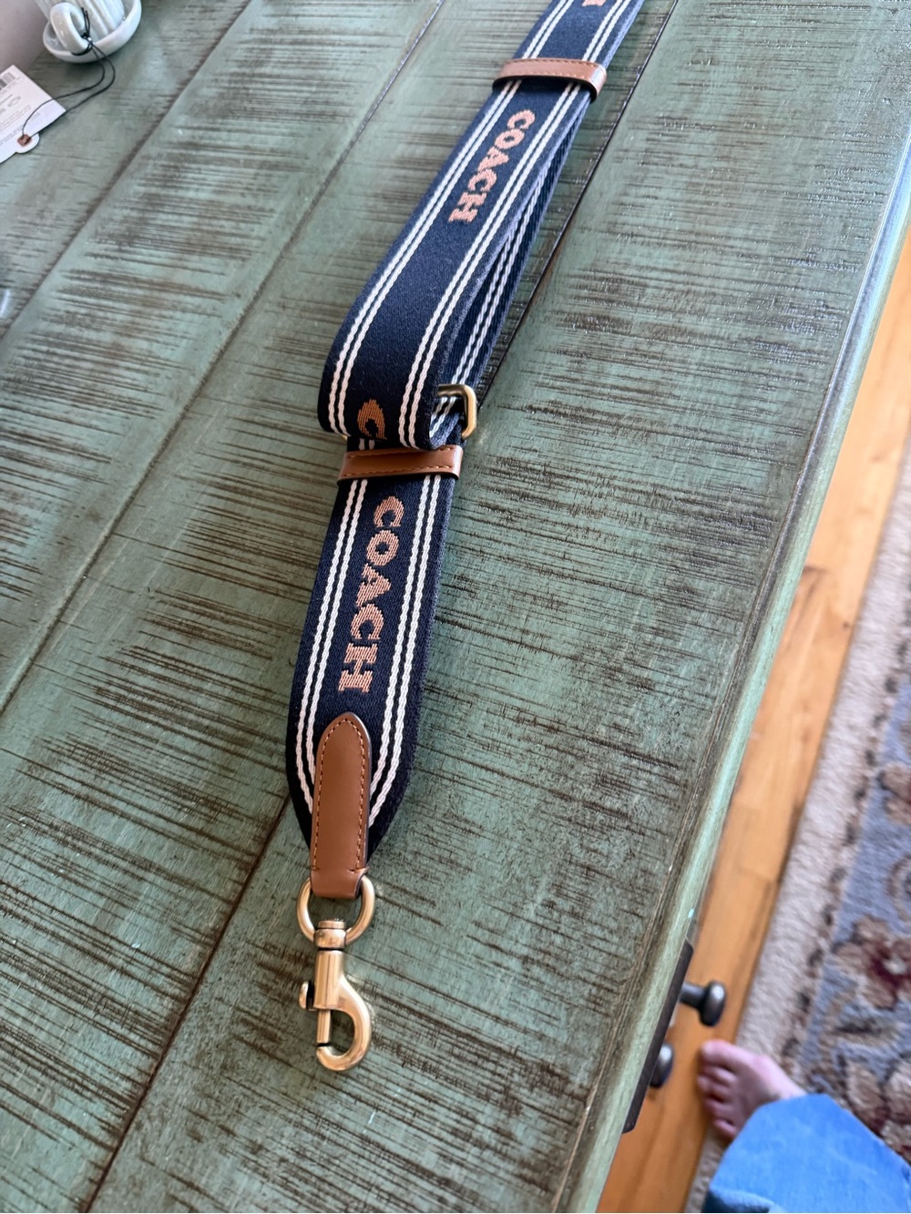 Coach Black & Tan Signature Logo Adjustable Webbing Strap - Picture 5 of 10